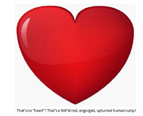 valentines heart as human rump